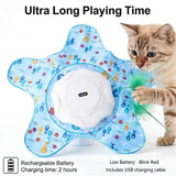 Rechargeable Automatic Cat Toy, 3-Mode Touch-Activated Interactive Toy with Random Motion, Concealed Feather & Squeaky Sound for Indoor Cats & Kittens (Blue) In Australia - Darrahopens