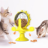 Cat Dog Treat Dispenser Toy - Cat Interactive Feeder Pet Food Toys Feeder 360° Degree Rotating Food Leakage Device Rotate with Strong Suction Cup Money Wheel Shape (Yellow) In Australia - Darrahopens