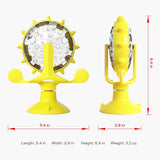Cat Dog Treat Dispenser Toy - Cat Interactive Feeder Pet Food Toys Feeder 360° Degree Rotating Food Leakage Device Rotate with Strong Suction Cup Money Wheel Shape (Yellow) In Australia - Darrahopens