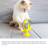 Cat Dog Treat Dispenser Toy - Cat Interactive Feeder Pet Food Toys Feeder 360° Degree Rotating Food Leakage Device Rotate with Strong Suction Cup Money Wheel Shape (Yellow) In Australia - Darrahopens