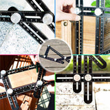 4-Piece Multi-Angle Measuring Ruler – Adjustable Template Tool with Laser-Etched Markings – Metal Layout Ruler for Tile, Wood, Drywall, and DIY Projects