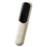 Cordless Hair Straightener Brush Portable 2 in 1 Hair Straightening and Styling Brush with Protein Care and 4 Heat Settings Travel Styling Tool Beige