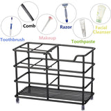 304 Stainless Steel Bathroom Toothbrush Holder Toothpaste Holder Stand Bathroom Accessories Organizer (Black, Small)