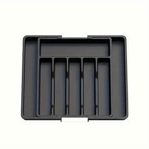 Extra Large Expandable Silverware Organizer, BPA-Free Food-Safe Cutlery Flatware Organizer, Kitchen Utensil Drawer Organizer, Adjustable Silverware Holder for Spoons Forks Knives, Black