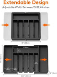 Extra Large Expandable Silverware Organizer, BPA-Free Food-Safe Cutlery Flatware Organizer, Kitchen Utensil Drawer Organizer, Adjustable Silverware Holder for Spoons Forks Knives, Black