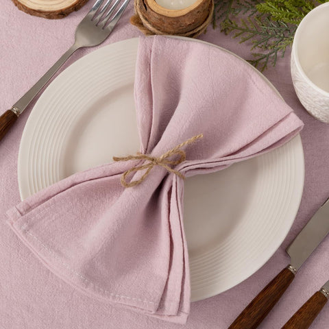 Fall Thanksgiving Washable Reusable Bulk Linen Cotton Napkins Set of 4 16"x16" for Wedding Party Bridal Baby Birthday Dining Table Decorations（dusty pink）