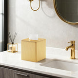PU Leather Tissue Box Cover Square, Cube Tissue Box Holder with Magnetic Closure, Decorative Tissue Holder for Bathroom Bedroom Office (Gold, Square) In Australia - Darrahopens