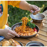 Titanium camping board tableware, stew pot, lightweight round tableware, stackable service tray, outdoor household kitchen tableware, small tray