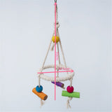 2pcs Cotton Swing Round Perch Stand with Chew Toy for Parakeet Budgie Cockatiel Finch Conure Canary Budgie