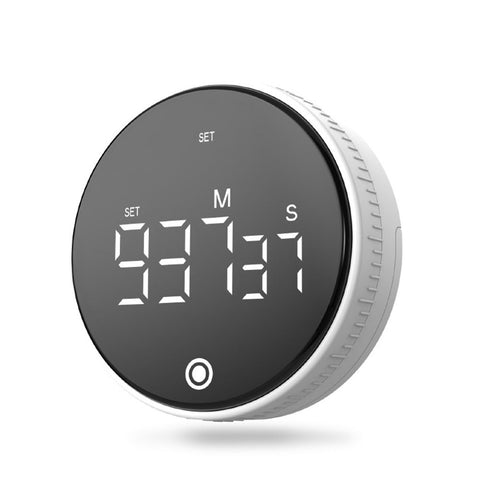 Rechargeable Magnetic Kitchen Timer, Countdown/Count-Up Timer, Perfect for Kitchen Cooking, Studying, and Fitness (White)