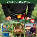 Gardening Apron, Garden Aprons with Pockets & Drawstring Bag, Waterproof  Fruit Storage Harvest Picking Apron Pouch for Women & Men（olive drab）