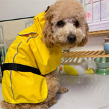 Dog Raincoat Jacket Reflective Adjustable Hooded Pet Poncho Rain Coat with Leash Hole for Small to X-Large Dogs Yellow - XL Yellow In Australia - Darrahopens