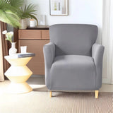 Stretch Chair Covers with Arms 1-Piece Banquet Armchair Slipcover Modern Armchair Slipcover Anti-Slip Furniture Protector for Living Room Friendly for Kids Pets (Grey)