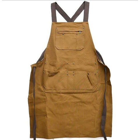 Waxed Canvas Apron - Full-Body Canvas Work Apron ––  Utility DIY Accessory & Hand Tool Pockets（khaki） In Australia - Darrahopens