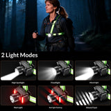 High-Visibility Running Lights for Runners, Adjustable Beam & 360° Reflective Vest,Waterproof Running Vest Light for Night Walking/Cycling/Jogging(Single shoulder strap) In Australia - Darrahopens