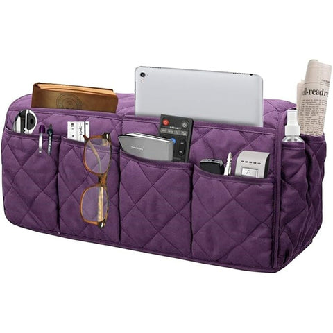 Sofa Armrest Organizer Waterproof Armchair Caddy Remote Control Holder for Recliner Non Slip Recliner Organizer Chair Arm Organizer with 14 Pockets for TV Remotes,, storage bag only(Purple) In Australia - Darrahopens