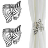 Decorative Curtain Tiebacks, Set of 2, Shiny Metal Spring Drapery Holdbacks No Install Elastic Curtain Hooks, for Home, Office, Bedroom Drapes Window Decoration (Silver) In Australia - Darrahopens