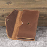 Leather Currency Pouch Money Bag Dollar Bills Organiser Handmade Travel Wallet Utility Money Pouch Cash Envelope- reddish brown