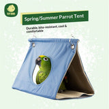 Parrot Hanging Nest House Parrot Hideaway Cave Bed Tent Cozy Snuggle Sleeping Hut Bird Hanging Hammock for Parakeets,  Cockatoo, Amazon Parrots, Cockatiels.(Blue M)