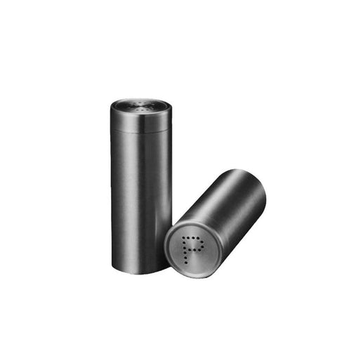 2-Pcs  Salt Pepper Shakers,304 Stainless Steel Spice Jars Seasoning Dispenser for Salt Sugar Spice Pepper (Light Black)