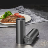 2-Pcs  Salt Pepper Shakers,304 Stainless Steel Spice Jars Seasoning Dispenser for Salt Sugar Spice Pepper (Light Black)