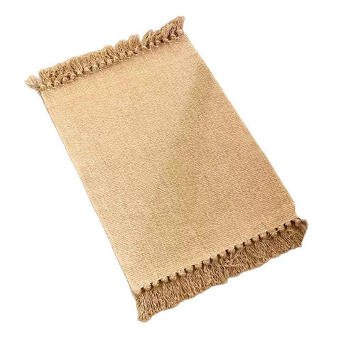 Small Bathroom Rug,Hand-Woven Low Profile Front Entryway Rug,  Cotton Reversible Washable Kitchen Mat Modern Farmhouse Carpet （Hemp yellow 40 * 70cm） In Australia - Darrahopens