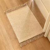 Small Bathroom Rug,Hand-Woven Low Profile Front Entryway Rug,  Cotton Reversible Washable Kitchen Mat Modern Farmhouse Carpet （Hemp yellow 40 * 70cm） In Australia - Darrahopens