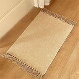 Small Bathroom Rug,Hand-Woven Low Profile Front Entryway Rug,  Cotton Reversible Washable Kitchen Mat Modern Farmhouse Carpet （Hemp yellow 40 * 70cm） In Australia - Darrahopens