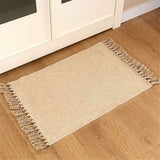 Small Bathroom Rug,Hand-Woven Low Profile Front Entryway Rug,  Cotton Reversible Washable Kitchen Mat Modern Farmhouse Carpet （Hemp yellow 40 * 70cm） In Australia - Darrahopens