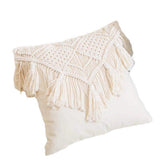 Cotton Handmade Crochet Woven Boho Throw Pillow Farmhouse Pillow Insert Included Decorative Cushion for Couch Sofa (Only includes pillowcases)（45*45cm）
