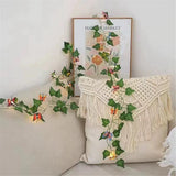 Cotton Handmade Crochet Woven Boho Throw Pillow Farmhouse Pillow Insert Included Decorative Cushion for Couch Sofa (Only includes pillowcases)（45*45cm）