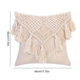 Cotton Handmade Crochet Woven Boho Throw Pillow Farmhouse Pillow Insert Included Decorative Cushion for Couch Sofa (Only includes pillowcases)（45*45cm）