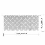 Small fresh white flower short curtain kitchen living room lace polyester mesh semi curtain non perforated curtain decoration (White 60X140cm)