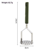 Stainless steel potato press - Heavy Duty Metal Masher for Mashed Potatoes, Avocado, Beans & Sweet Potato - Commercial & Home Kitchen Utensil (Dishwasher Safe)