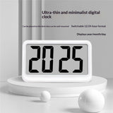 LED minimalist ultra-thin clock, mini digital large screen display device, student alarm clock, desktop bedroom clock（white） In Australia - Darrahopens