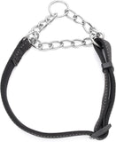 Dog Collars Adjustable Soft Nylon Reflective Collars with Stainless Steel Chain Walking Training Collars Heavy-Duty Puppy Chain Collars for Small,Medium,Large Dogs(Black,L) In Australia - Darrahopens