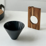 Ceramic Coffee Dripper Pour Over Coffee Maker with Wood Stand Elegant Flower Shape Filter Hand brewed coffee filter