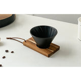 Ceramic Coffee Dripper Pour Over Coffee Maker with Wood Stand Elegant Flower Shape Filter Hand brewed coffee filter