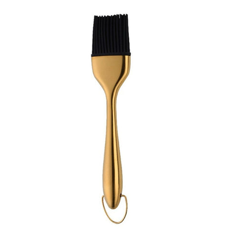 Gold Silicone Basting Brush Professional Stainless Steel Handle BBQ Grill Brush, Heatproof & No Shed Pastry Brushes for Kitchen Cooking, Baking