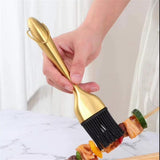 Gold Silicone Basting Brush Professional Stainless Steel Handle BBQ Grill Brush, Heatproof & No Shed Pastry Brushes for Kitchen Cooking, Baking