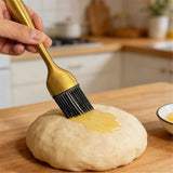 Gold Silicone Basting Brush Professional Stainless Steel Handle BBQ Grill Brush, Heatproof & No Shed Pastry Brushes for Kitchen Cooking, Baking