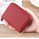 Women's  Zipper Card Wallet Small Purse Credit Card Case Holder for Mother Day Gift  Blocking Credit Card Holder Wallet(Wine red color)