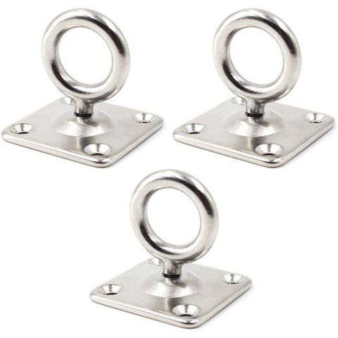 3pcs Stainless Steel Fixed Eye Plate Hooks for Ceiling and Wall Mounting Square Shaped Clip for Hammocks Heavy Duty Metal Suspension Hanger（6mm） In Australia - Darrahopens