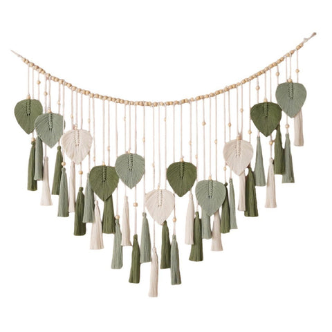 Wall Hanging Large  Leaves Tapestry Wall Hanging Decoration Boho Handmade Woven Leaf Feather Wall Art Decor for Nursery Bedroom Living Room Office Christmas Thanksgiving Decor 125x75cm