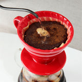 Pour Over Coffee Maker, Single Cup Coffee Dripper, Manual Porcelain Slow Brewing Accessories for Travel, Camping, Office, Home, Cafe, Coffee Gifts (Red, 1-2Cups)