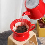 Pour Over Coffee Maker, Single Cup Coffee Dripper, Manual Porcelain Slow Brewing Accessories for Travel, Camping, Office, Home, Cafe, Coffee Gifts (Red, 1-2Cups)