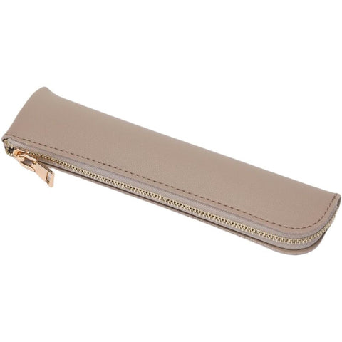 Faux Leather Pencil Case Cute Thin Slim Pouch Simple and Stylish Lightweight  Leather pencil case(light khaki) In Australia - Darrahopens