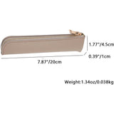 Faux Leather Pencil Case Cute Thin Slim Pouch Simple and Stylish Lightweight  Leather pencil case(light khaki)