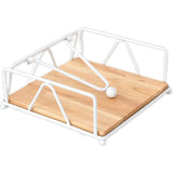 Napkin Holder for Table, Metal and Wood Napkin Holder, Standing Napkin Holders for Paper Napkins, for Kitchen Counter, Dining Table, (white) In Australia - Darrahopens