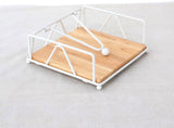 Napkin Holder for Table, Metal and Wood Napkin Holder, Standing Napkin Holders for Paper Napkins, for Kitchen Counter, Dining Table, (white) In Australia - Darrahopens